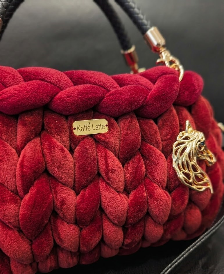##Lo Scarlett – Borsa Chunky Velvet Rosso Passione##